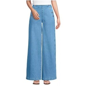 NWT Lands' End Women's Soft Denim High Rise Mariner Panel Wide Leg Pants 18W